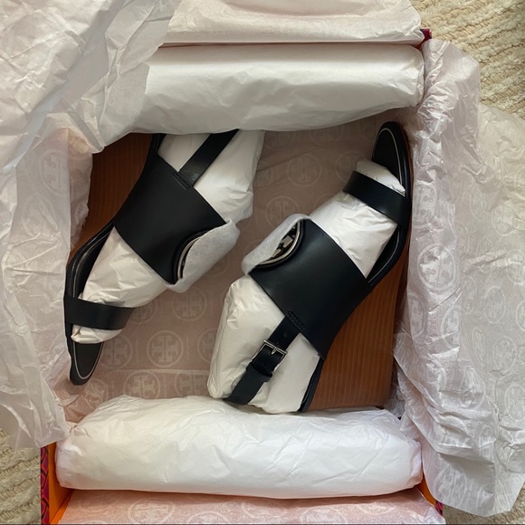 NWT Tory Burch Miller metal logo wedge sandal - Picture 13 of 13